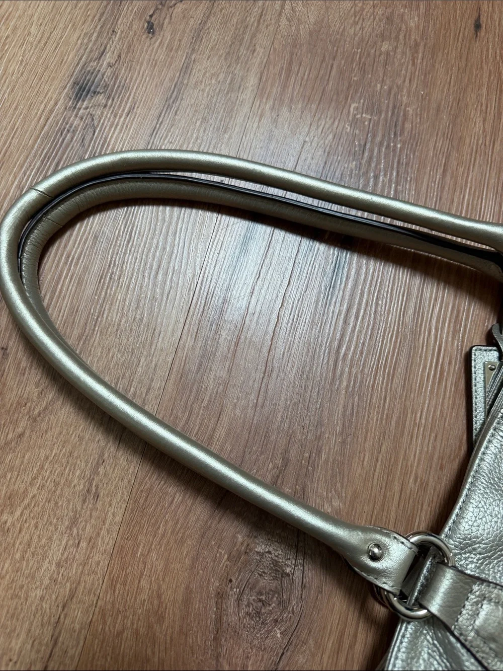 Tignanello metallic leather bag with matching wallet, EUC
